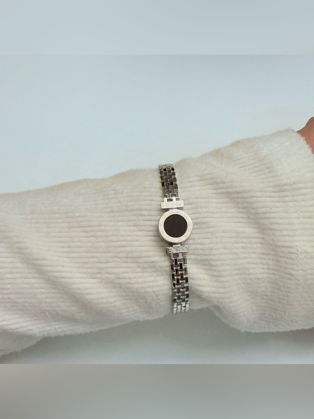 Silver Plated Stainless Steel Roman Numeral Bracelet